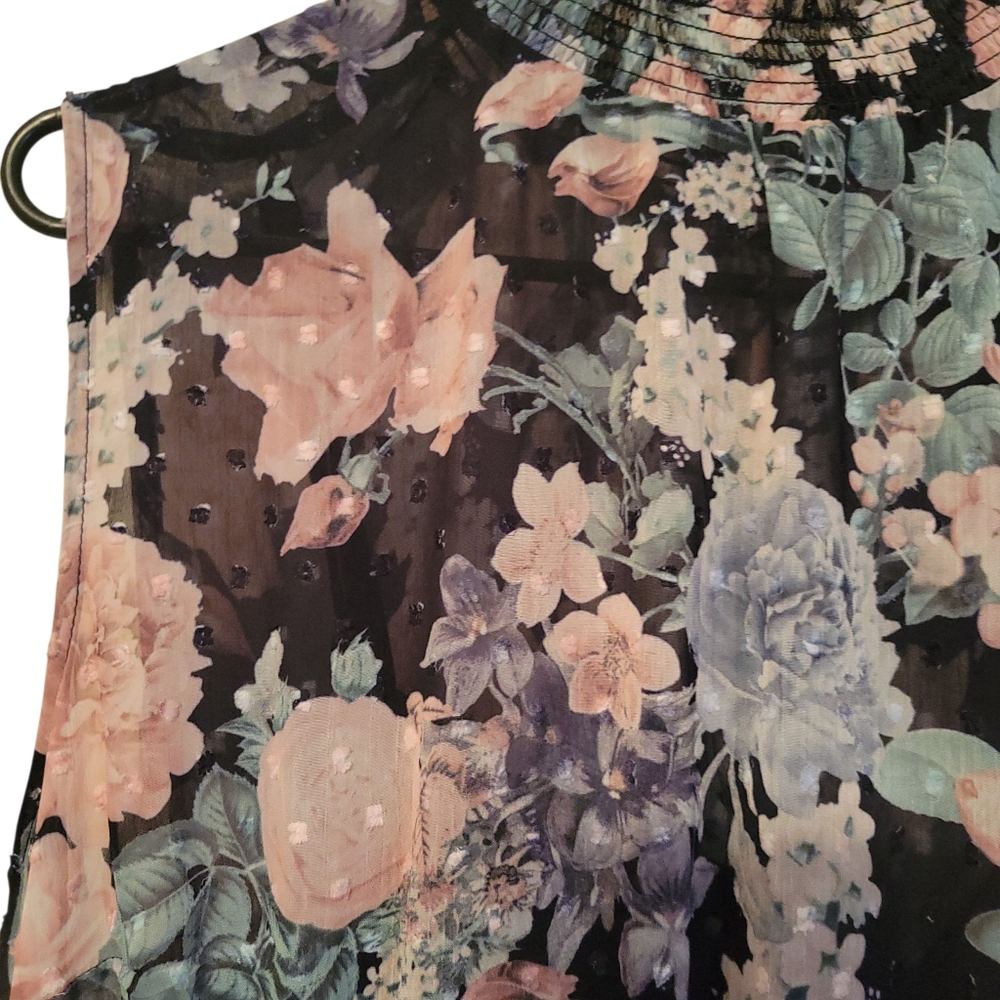 NWT Torrid Floral Clip Dot Mock Neck Sleeveless Midi Romantic Dress Fit Flare 1X - Picture 10 of 11